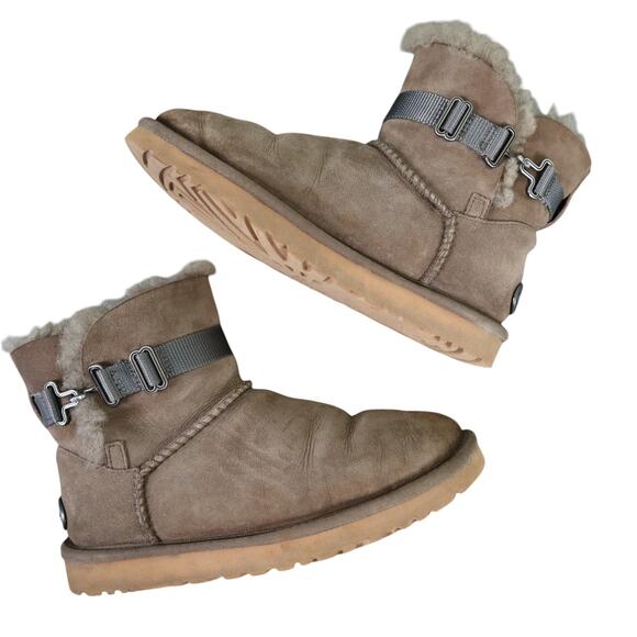 Ugg Womens Classic Mini Aurelyn Primer Boots Size 6 Gray Suede Sherpa Lined - Picture 5 of 10